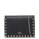 ヴァレンチノ スタッズ ショルダーバッグ ブラック レザー レディース Valentino 【中古】